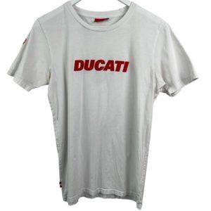 DUCATI Mens S Logo T-Shirt Red Print Logo Short Sleeve